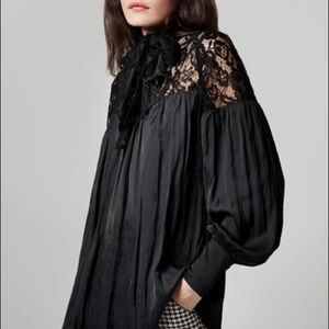 SMYTHE Lace Tie Neck Blouse